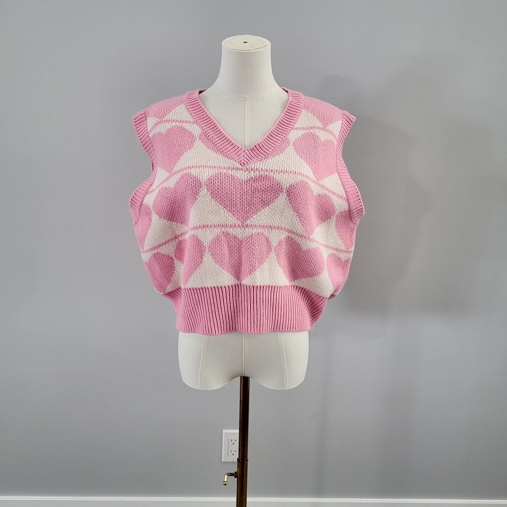 Pink Hearts Coquette Preppy Sweater Vest